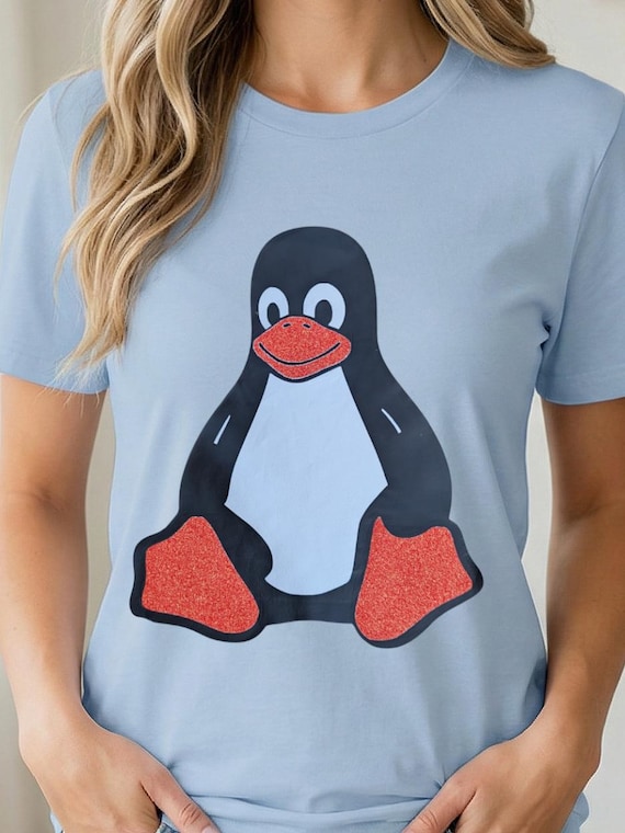 Linux Tux Glitter Unisex T-Shirt , Geeky Gift for Her , Penguin Glitter Tee