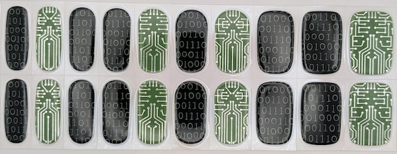 Semi-Cured Gel Nail Wraps, Circuit Board Design, UV Curing (20 Wraps)