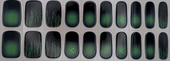 Semi-Cured Gel Wraps, UV Nail Wraps, Geeky, Tech, Command Terminal Green Screen Dream