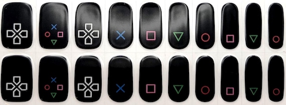 UV gel nail wraps, Geeky, Tech, Gamer, Controller design Game On