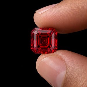 AAA+ 10+ Carat Fancy Ruby Red Asscher Cut VVS1 Lab Grown Moissanite Diamond Loose Gemstone for Engagement Ring, Jewelry Making & Gift