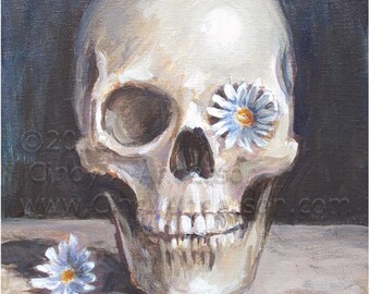 Scull print with flower