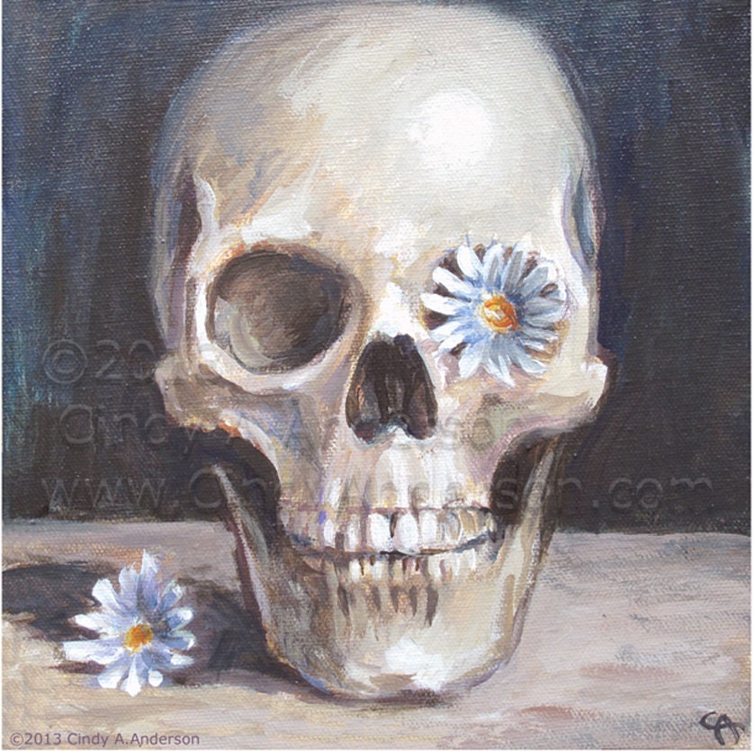 Scull print with flower