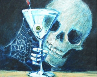 Very Dry martini and funny skull image