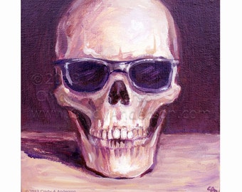 Skull with Sun Glasses print