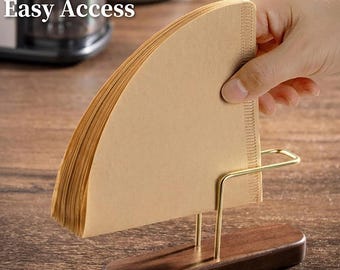 Portafiltros de café de madera de nogal, caja de almacenamiento de cocina, accesorios de café para el hogar