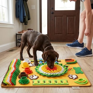 Große interaktive Hunde Schnüffelmatte, langsames Futterspielzeug, bereichernde Nasenarbeit für Hunde und Katzen