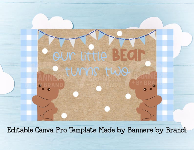 Teddy Bear Birthday Banner Template Digital Download-- Project, Paint ...