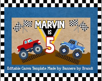 Monster Truck Birthday Banner Template