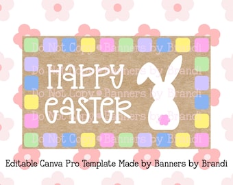 Square border easter banner template digital download