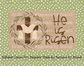 He is Risen Easter Banner template digital download