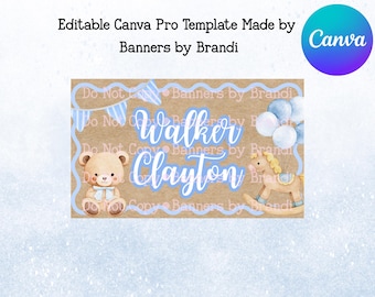 Baby shower banner template digital download boy