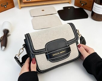 DIY PU Leather Crossbody Bag Kit, Diamond Pattern Handbag, Beginner Sewing Craft Set