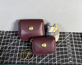 DIY Cowhide Leather Earphone Case Keychain Kit, Beginner Sewing Craft, Black Headphone Bag