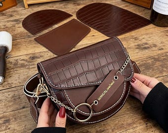 DIY PU Leather Shoulder Bag Kit, Beginner Crossbody Purse Sewing Craft Set