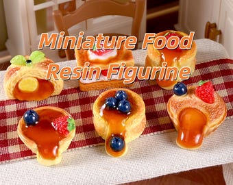 Miniatuur hars aardbei-bosbes dessertset, 1:12 poppenhuis en bakkersvoedsel