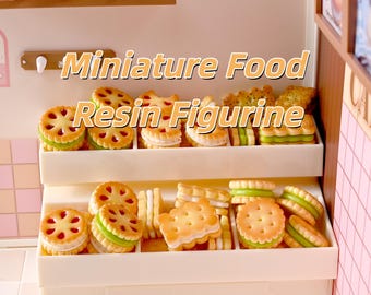 Miniatuur hars sandwichkoekjes, realistische jamkoekjes poppenhuis bakkerijaccessoires