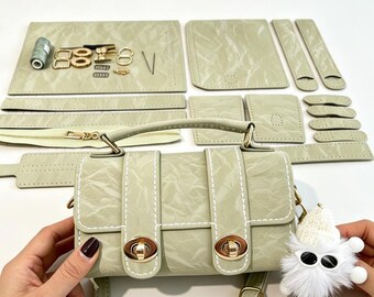 DIY PU Leather Mini Handbag Kit, Beginner Hand-Sewn Crossbody Purse Craft