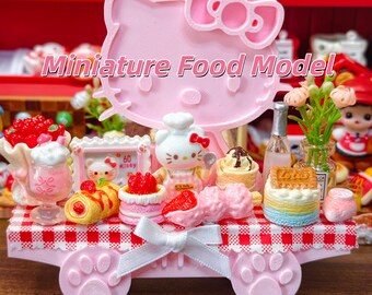 Pink Ice Cream Cart Magnetic Ornament – Kawaii Kitty Miniature Set