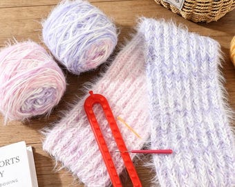 DIY Gradient Long Hair Yarn Scarf Kit, Beginner Crochet Fuzzy Winter Scarf (Video Tutorial)