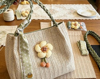 DIY PU Leather Handbag Kit, Beginner Sewing Craft Tote, Minimalist Shoulder Purse
