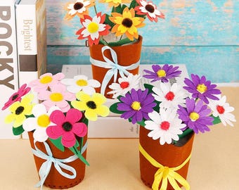 DIY Fabric Flower Pot Kit, Non-Woven Potted Plant Craft, Beginner Sewing Activity