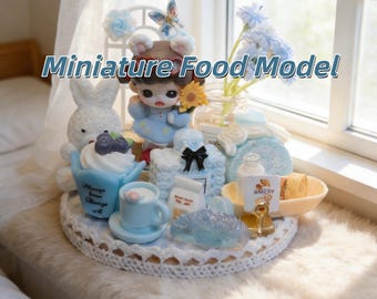 Blue Series miniatuurornamentset, magnetische poppenhuisaccessoires