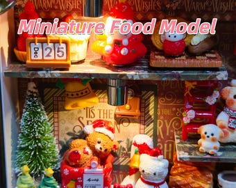 Magnetische kerstfotolijst | Verlichte miniscène met eten en poppen