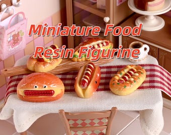 Miniatuur hotdogburger harsvoedselset, 1:12 poppenhuis bakkerijdecor, ambachtelijke accessoires
