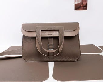 DIY Genuine Cowhide Leather Tote Bag Kit, Hand-Sewn Shoulder Handbag, Beginner Craft Project