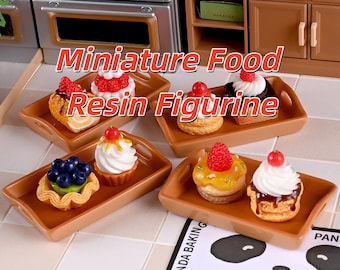 Miniatuur fruittaartset, realistisch harsgebak, poppenhuis, bakkerij, voedselaccessoires