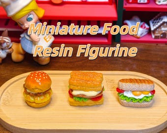 Mini Resin Burger Set | Collectible Food Toy, Fridge Magnet DIY