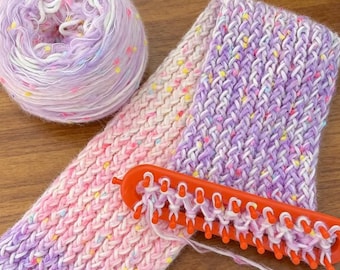 DIY Gradient Scarf Kit, Wool Yarn, Beginner Loom Knitting, Rainbow Colors, Cozy Craft