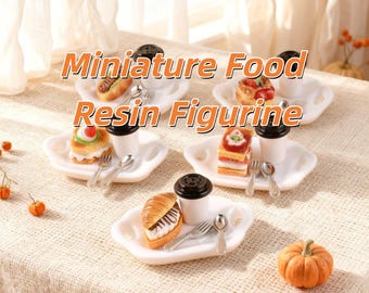 Miniatuur Afternoon Tea Set, Resin Mini Coffee & Dessert Set, Poppenhuis Tea Party Eten, Minicake Brood Combo, Dineraccessoires Poppenhuis