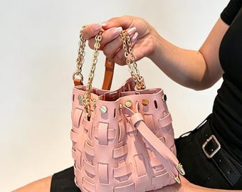 DIY PU Leather Shoulder Bag Kit, Beginner Sewing, Mini Crossbody Purse, Hand Sewn Handbag