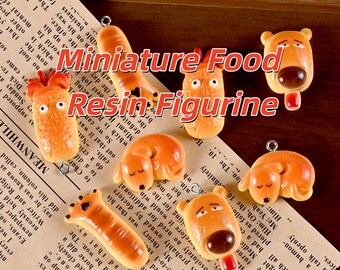Miniatuur hars dierenbroodbedels, krakeling bakkerijbedels, kawaii voedselaccessoires