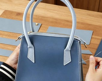 DIY Cowhide Leather Crossbody Bag Kit, Beginner Hand Sewn Tote Craft Set