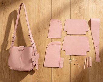 DIY PU Leather Shoulder Bag Craft Kit, Beginner Sewing Crossbody Handbag