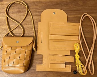 DIY PU Leather Mini Handbag Kit, Beginner Hand-Sewn Crossbody Purse, Craft Set