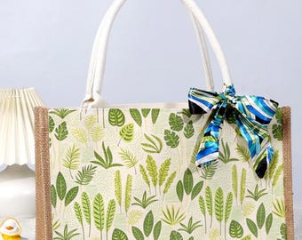 DIY Canvas Tote Bag Kit, Decorative Paper, Silk Scarf Crafting Set