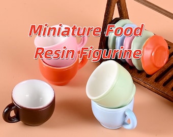 Miniatuur macaronkleurige kop en bordenset, harspoppenhuistheeset, pastelkleurige kawaii-accessoires