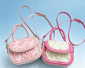 DIY PU Leather Handbag Kit, Pink Red Crossbody Shoulder Bag, Beginner Sewing Craft Purse