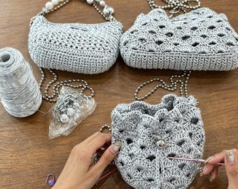 Kit para hacer un bolso de hombro de tela, manualidad de ganchillo para principiantes, bolso personalizado de varios estilos.