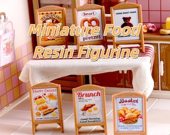 Miniatuurbakkerijborden, retro harspoppenhuis café-displayborden