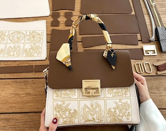 DIY PU Leather Handbag Kit, Hand-Sewn Crossbody Shoulder Bag Craft Set, Beginner Tote Bag
