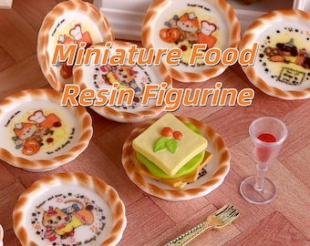 Miniatuur cartoon dierenharsplaten, servies voor poppenhuis, kawaii minigerechten