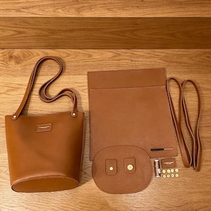 DIY PU Leather Handbag Kit, Structured Tote Craft, Beginner Sewing Purse, Everyday Bag