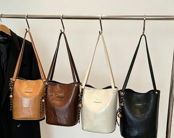 DIY PU Leather Handbag Kit, Beginner Sewing Tote Craft Set, Minimalist Everyday Bag