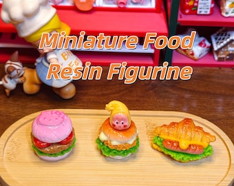 Mini Burger Resin Food Toy Set | DIY Fridge Magnet & Keychain