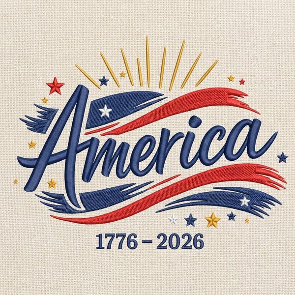 Ontwerp 250 jaar Amerikaanse vlag, 250e verjaardag VS, borduurmachine, Amerikaanse verjaardag direct downloaden